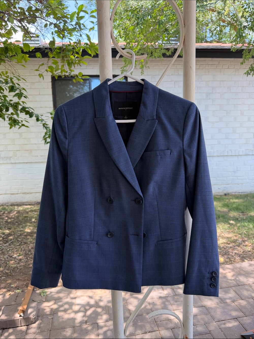 Banana Republic Double-Breasted Navy Blue Blazer